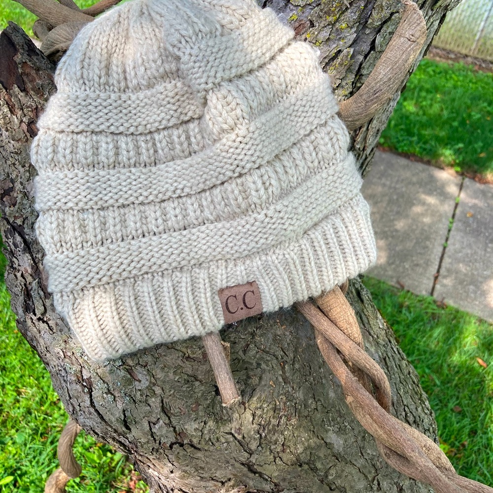 C.C toboggan cream colored cool weave gently worn